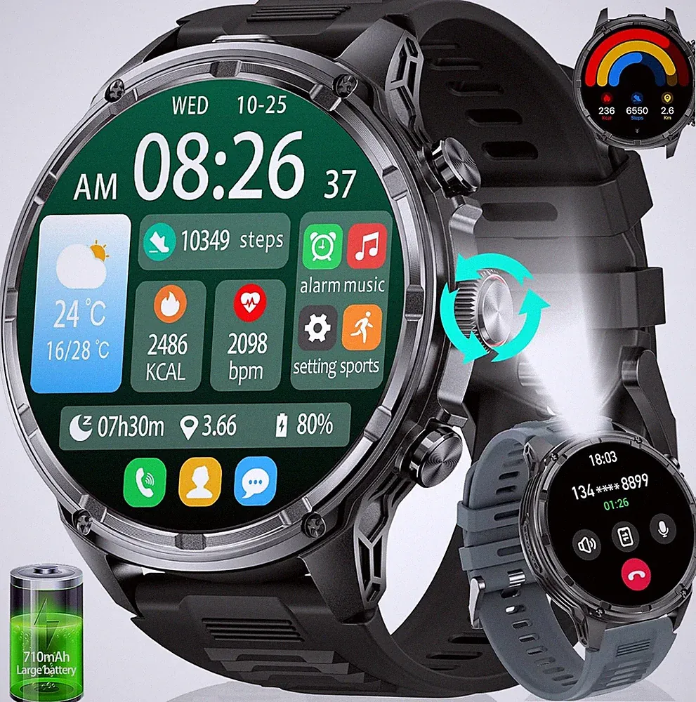 Smartwatch Herren Telefonfunktion 1.85‘’ HD Großes Display Sportuhr Android iOS