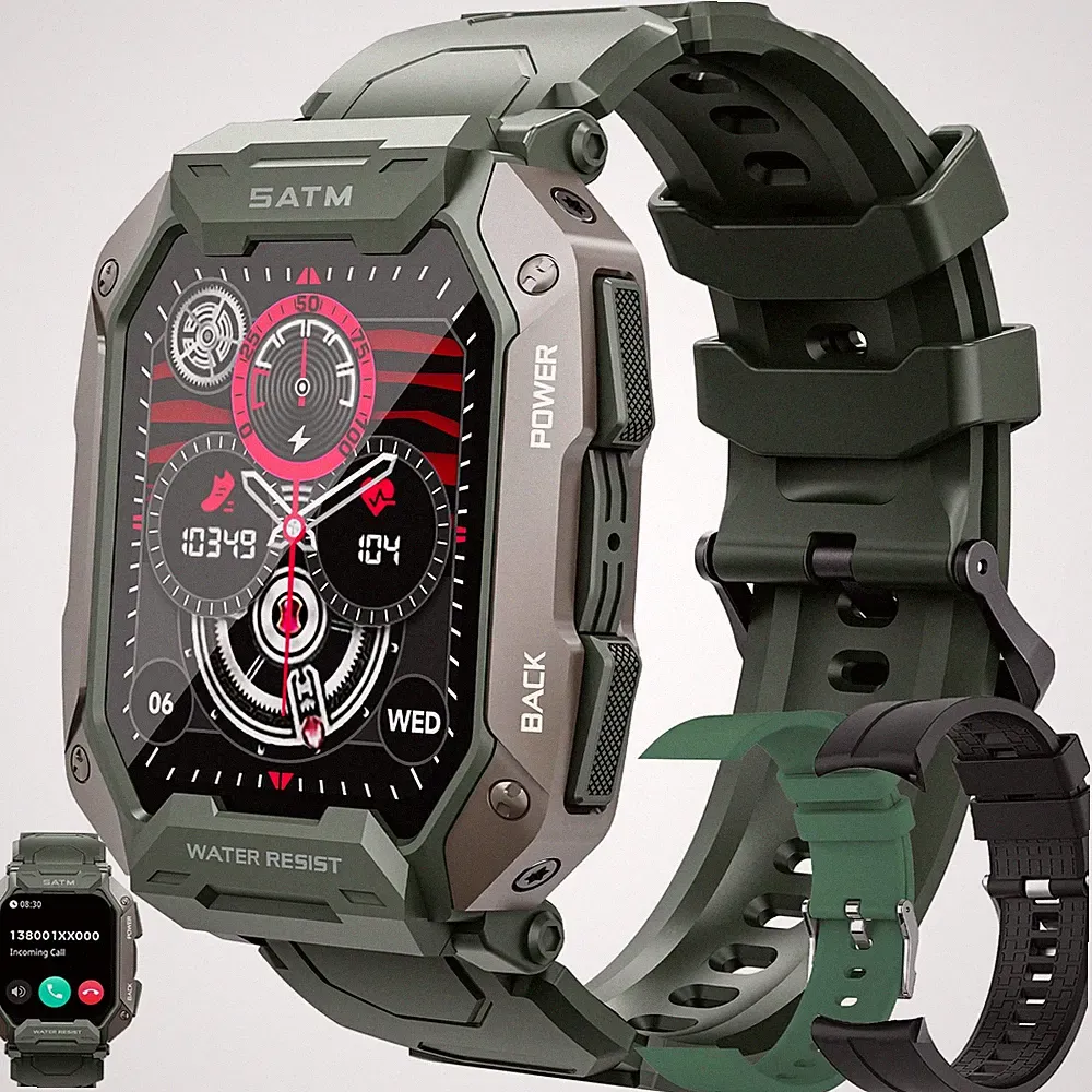 Smartwatch Herren Telefonfunktion AMOLED Fitness Tracker 123 Modi 5ATM Neu