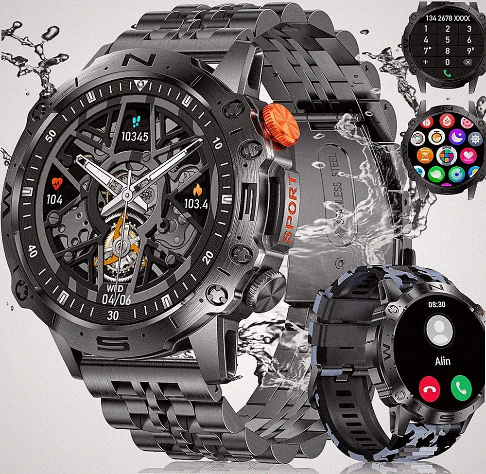 Smartwatch Herren Telefonfunktion Armbanduhr Smart Watch Uhr für iOS Android