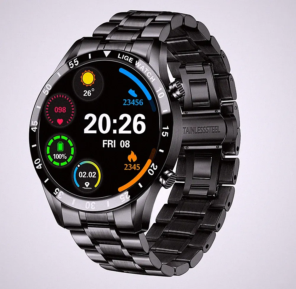 Smartwatch Herren Telefonfunktion Sport Herzfrequenz Armbanduhr Für Android IOS