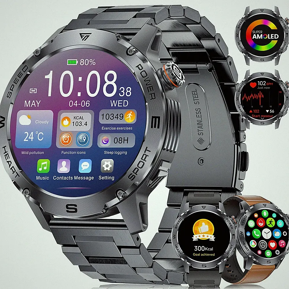 Smartwatch HerrenTelefonfunktion/1.43"Amoled/Herzfrequenz/Schlafmonitor