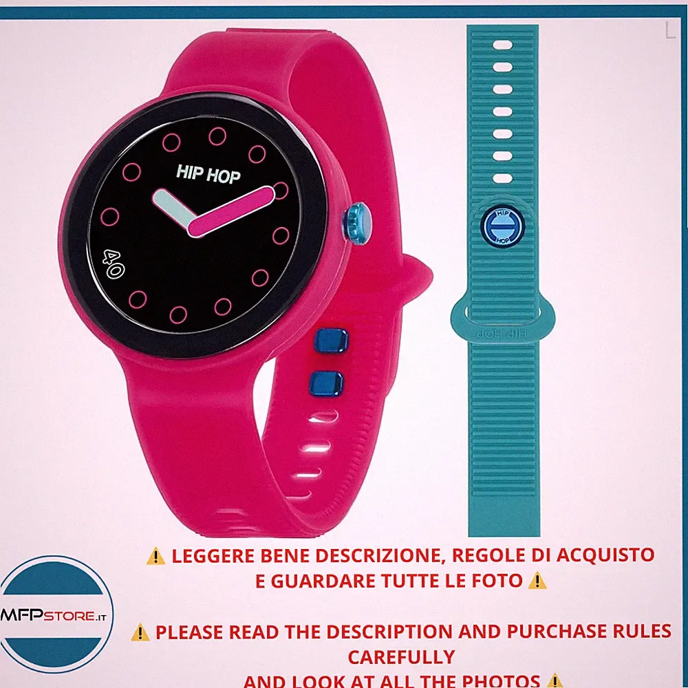 Smartwatch HIPHOP Für Damen, HWU1259 Mit Silikonarmband In Fuchsia Und Hellblau