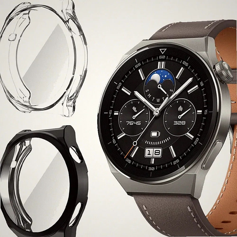 Smartwatch Hülle Schwarz Transparent Schutzfolie Vollschutz TPU