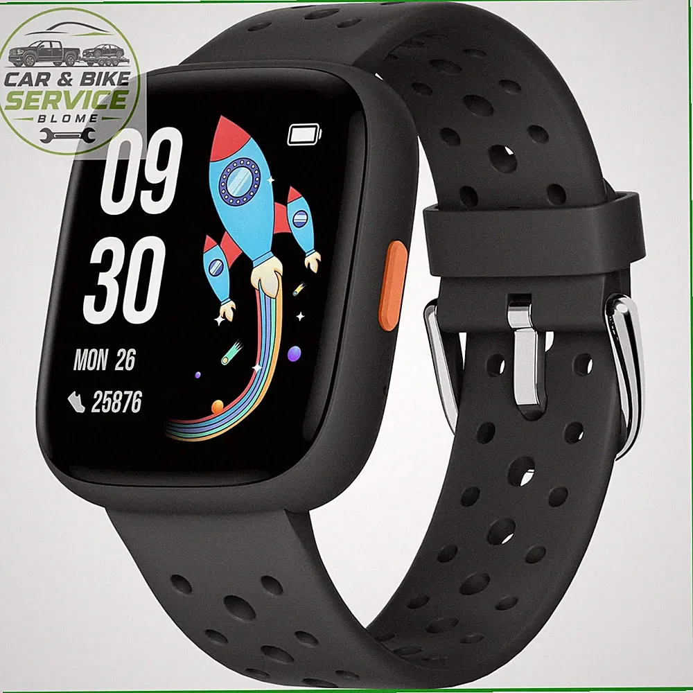 Smartwatch Kinder 1,8" Fitness Uhr IP68 Wasserdicht Puls Schrittzähler Schwarz