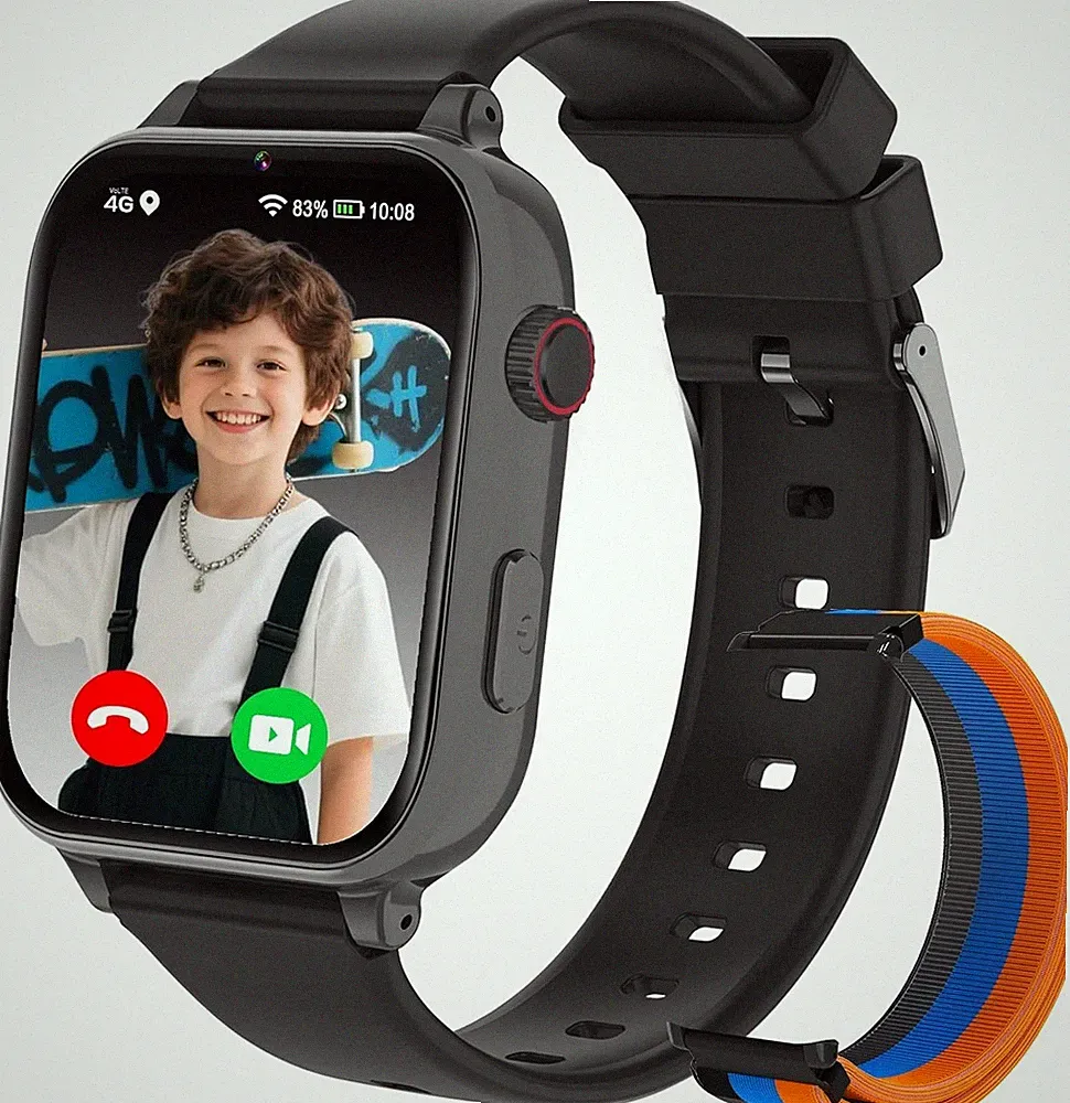 Smartwatch Kinder 4G GPS Telefon Videoanruf Voice Chat SMS WIFI SOS Schwarz NEU