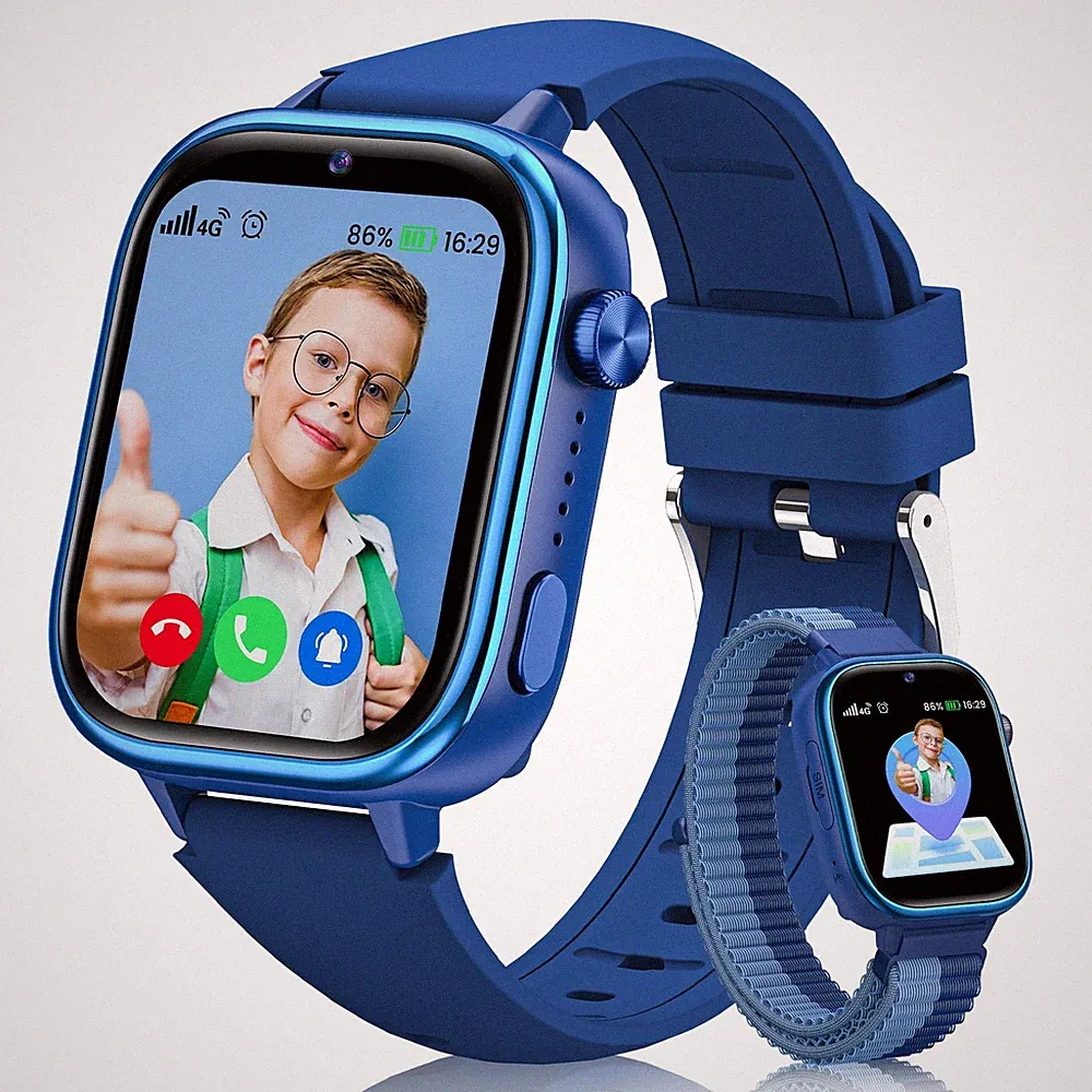 Smartwatch Kinder GPS, Kinderuhr mit Telefon und SOS Blau