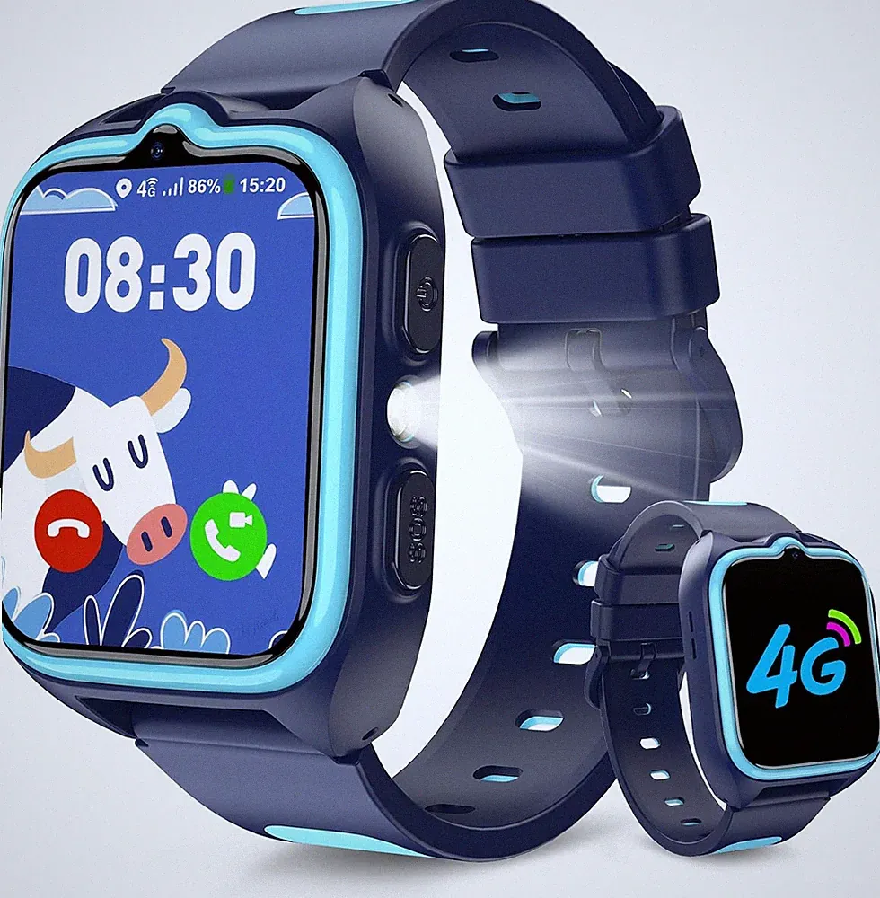 Smartwatch Kinder mit SIM-Kartensteckplatz, LBS+WLAN+GPS-Tracker&Telefonfunktion