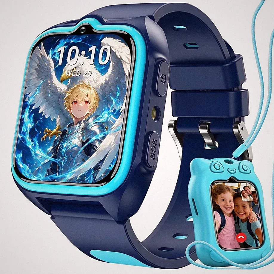 Smartwatch Kinder mit SIM-Kartensteckplatz, LBS+WLAN+GPS-TrackerUhr SOS Notruf