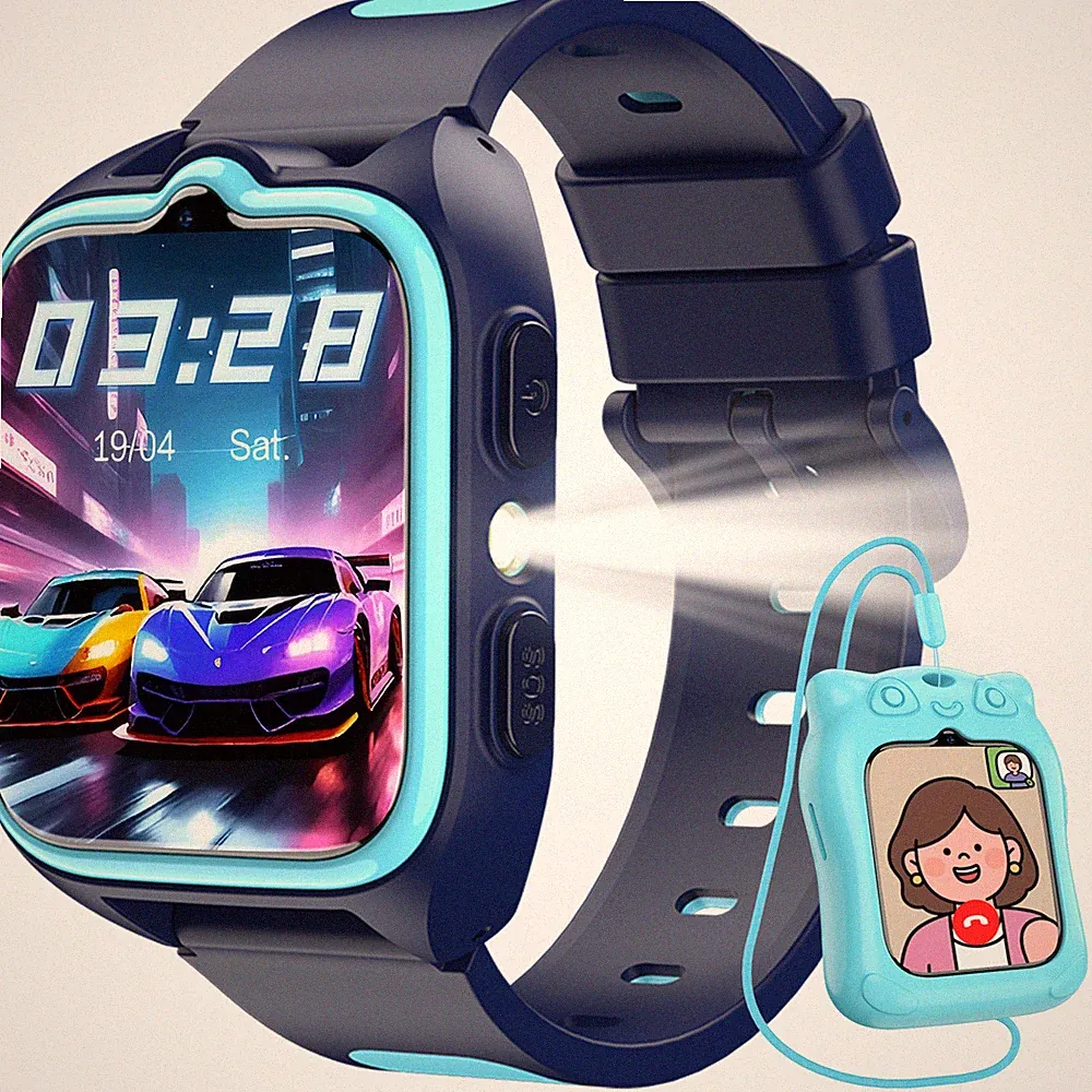 Smartwatch Kinder mit SIM-Kartensteckplatz, LBS+WLAN+GPS-TrackerUhr SOS Notruf