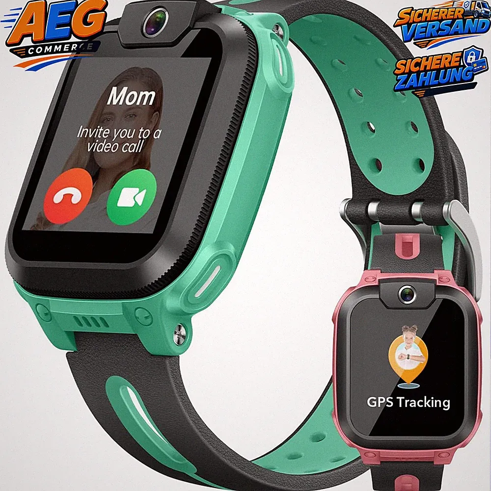 Smartwatch Kinder Z1 GPS 4G Video Telefon Grün Kinderuhr mit Anruf-Funktion