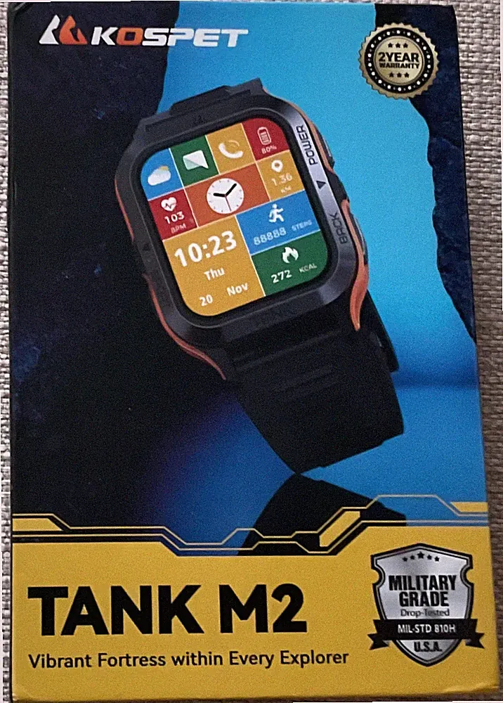 Smartwatch KOSPET TANK M2, zwei Armbänder Metall und Silikon