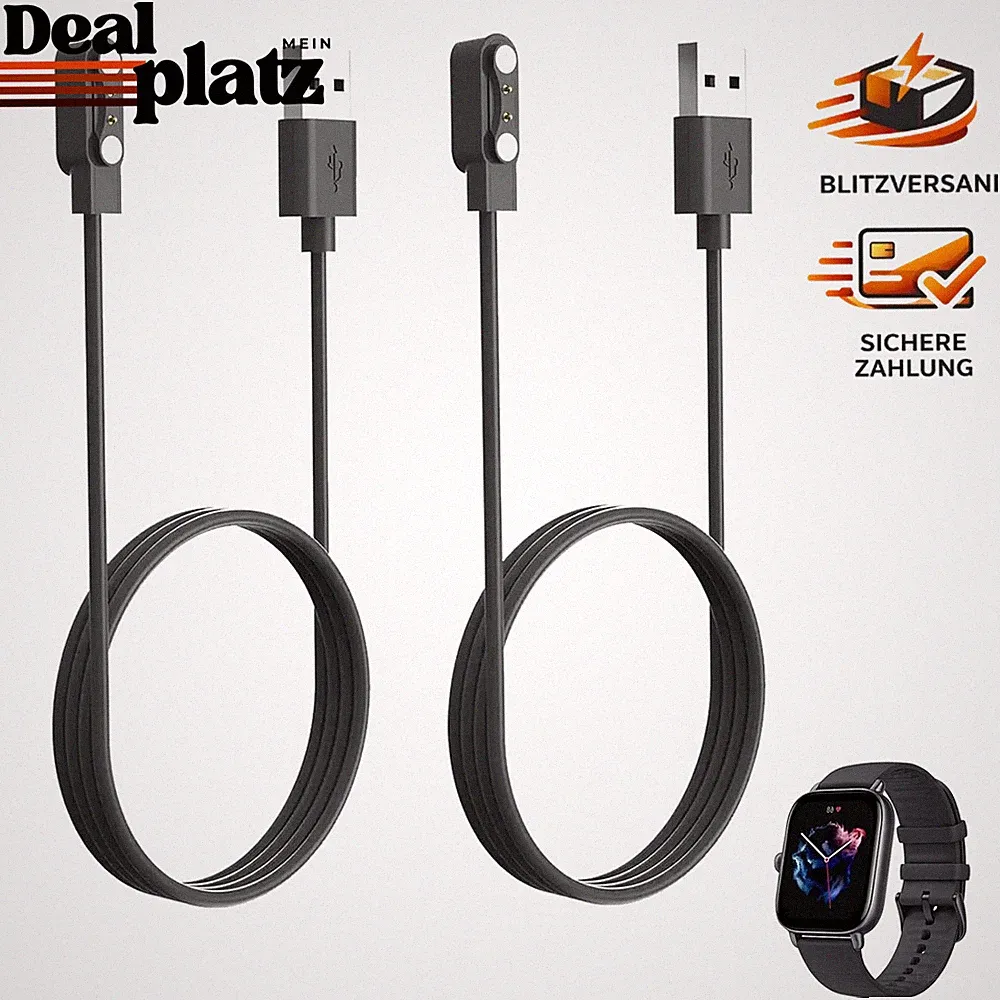 Smartwatch Ladekabel 2 Stück, Magnetisch 4mm 2pin, USB, Kompatibel mit Fitness