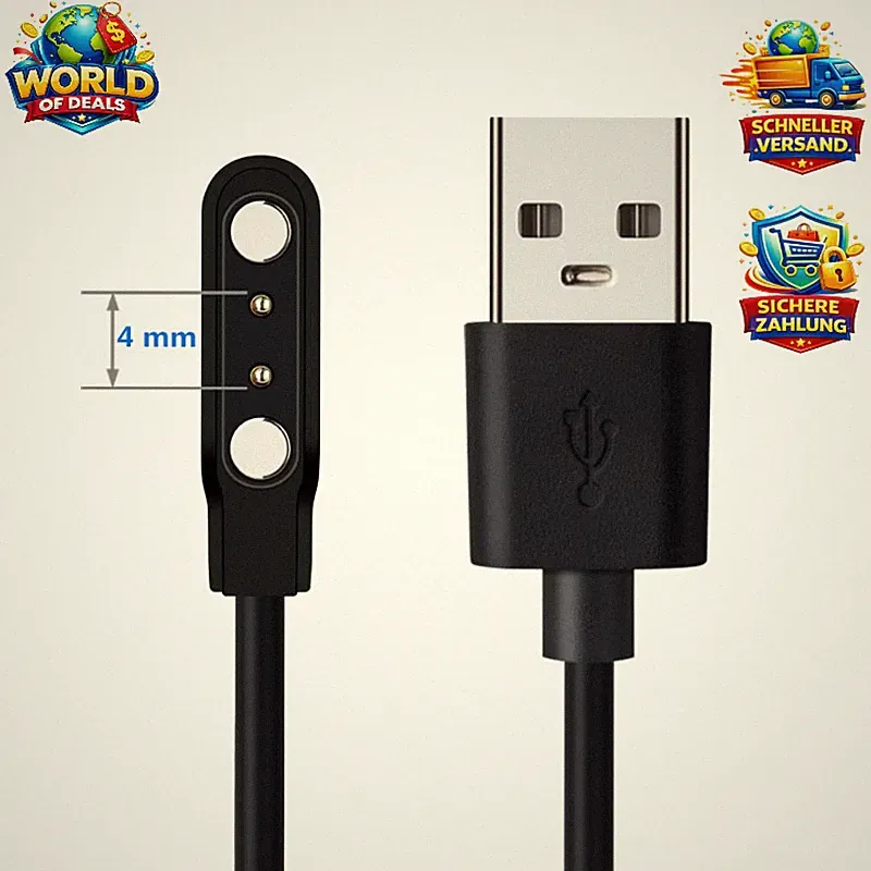 Smartwatch Ladekabel Magnetisch USB 2-polig Ladegerät für Fitness Tracker