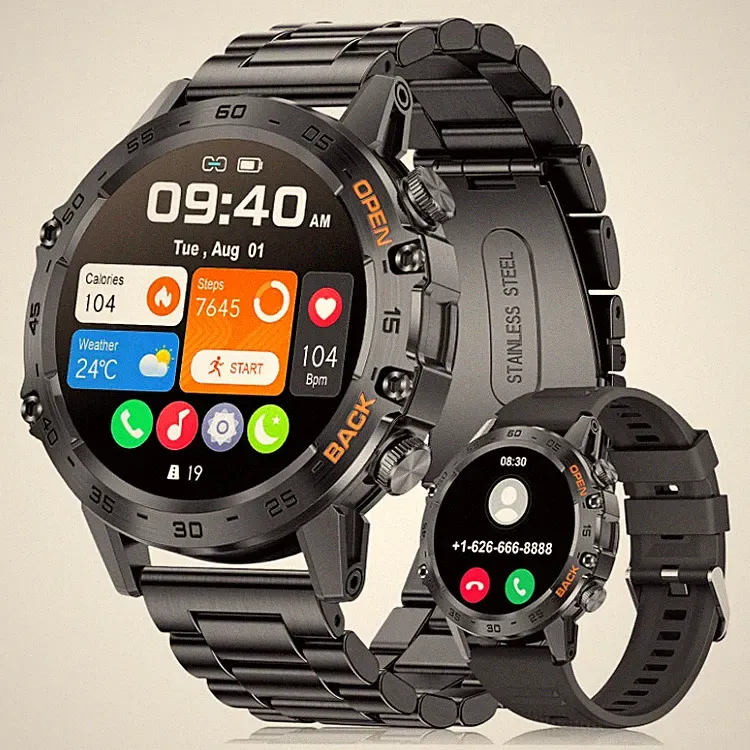 Smartwatch LIGE Herren 1,39 Zoll Militär Schwarz 24h