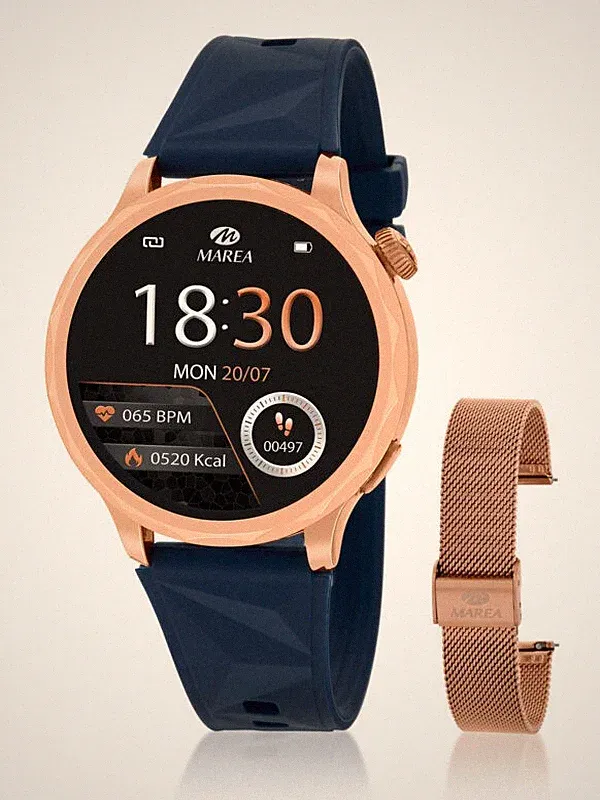 Smartwatch MAREA B58014/6 Damen Blau Marine/Roségold – IP67, Bluetooth, Anrufe
