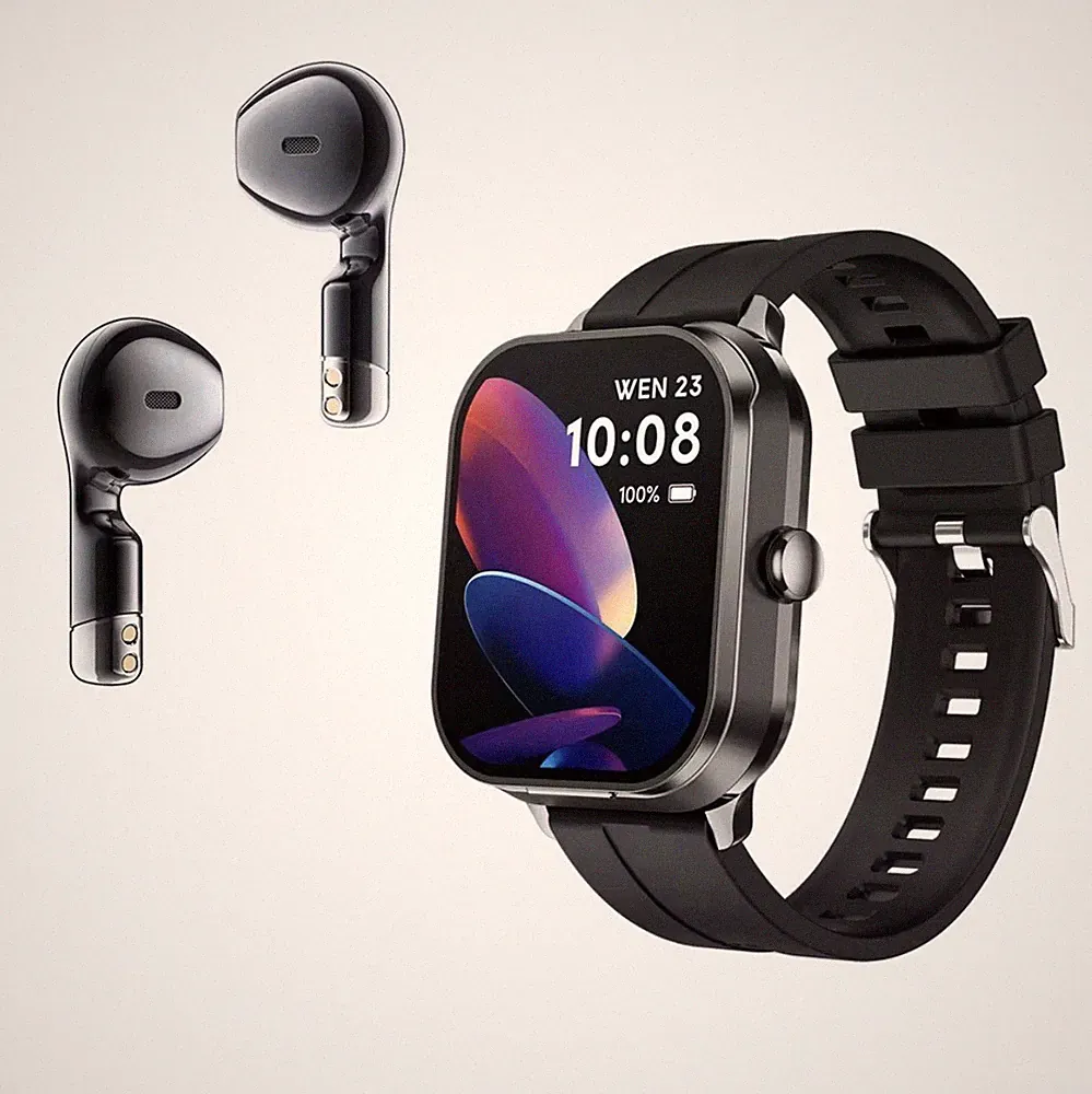 Smartwatch mit 2-in-1 Kopfhörer Bluetooth-Anruffunktion = iOS & Android Fitness