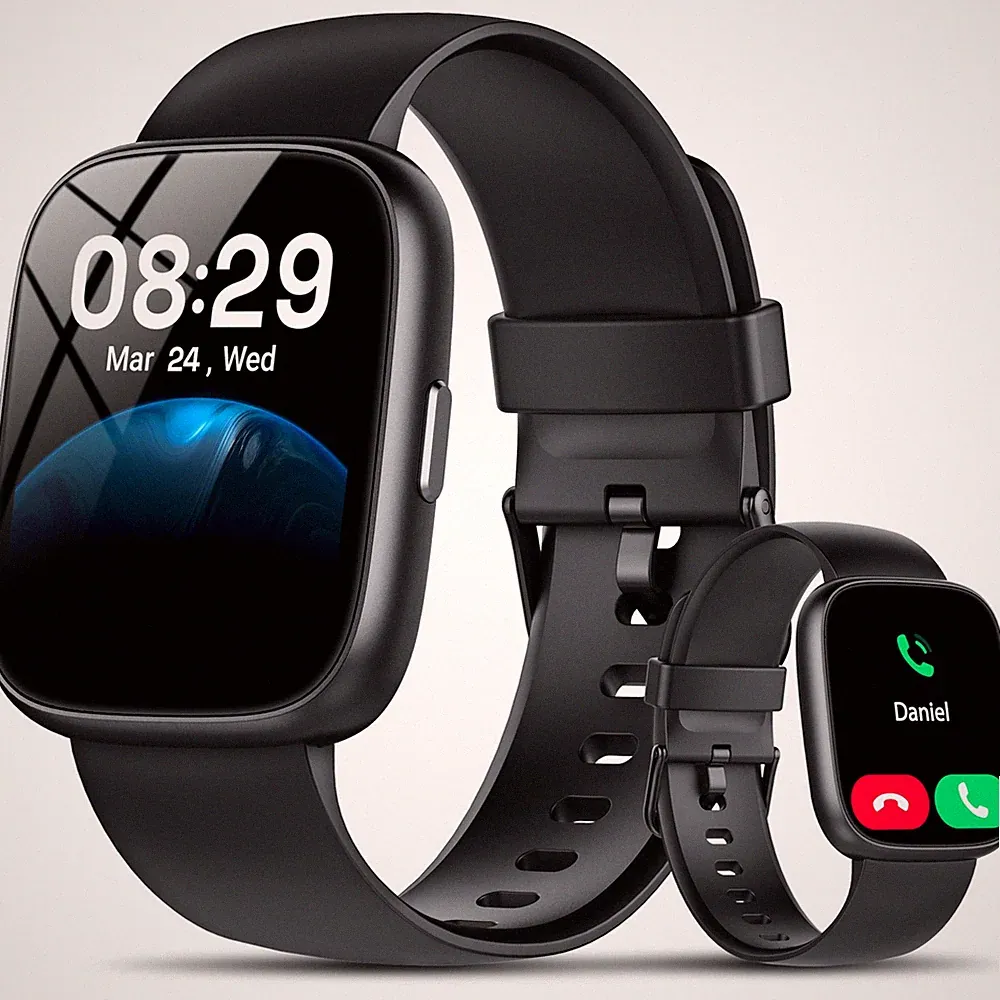 Smartwatch mit Alexa Built-in, 1,83" HD Touchscreen Fitnesstracker mit Bl...