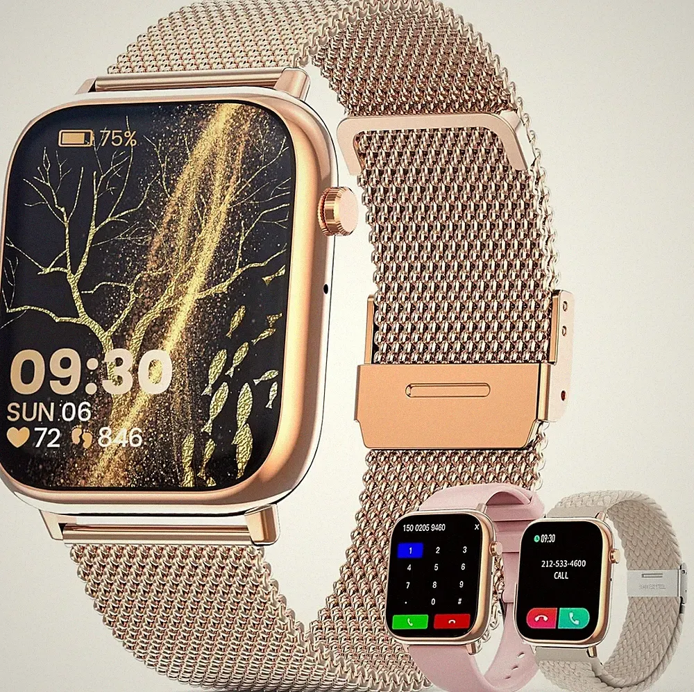 Smartwatch mit Bluetooth Damen Herren mit Telefonfunktion, 1,83" HD Touchscreen