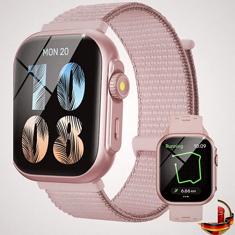 Smartwatch mit GPS und 30m Wasserbeständigkeit, 1,85 Zoll, 100 Sportmodi, Rosa