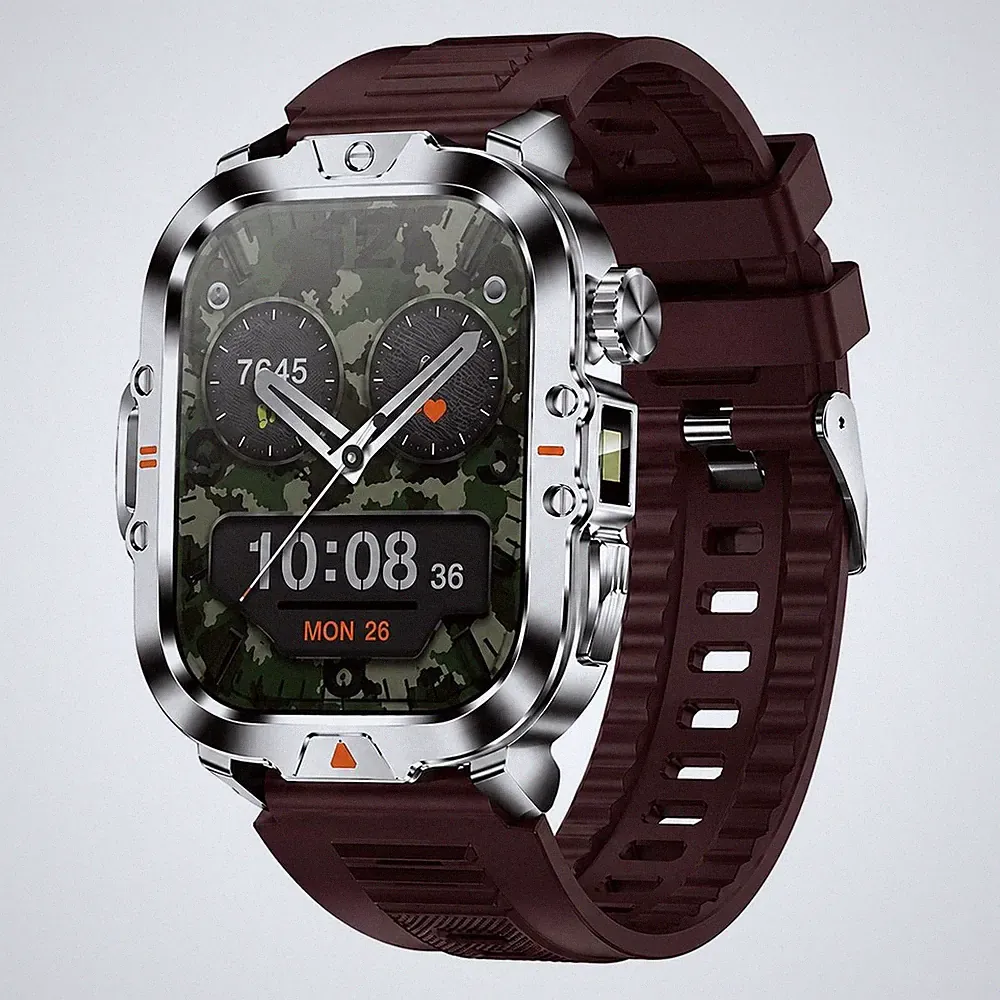 Smartwatch mit Lampe CR032, 410mAh, IP68, Bluetooth Anrufe, Fitness & Gesundheit