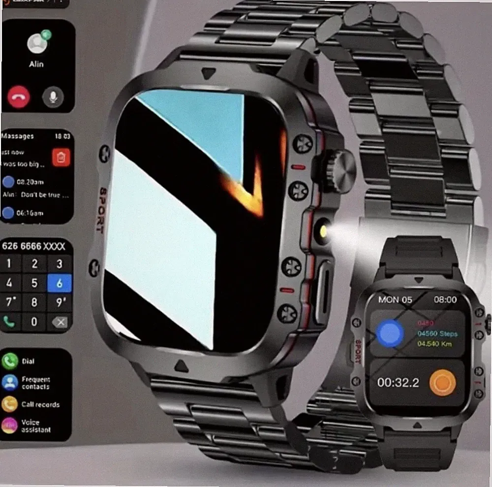 Smartwatch mit LED-Licht für kabellose Anrufe, kompatibel mit iOS und Android