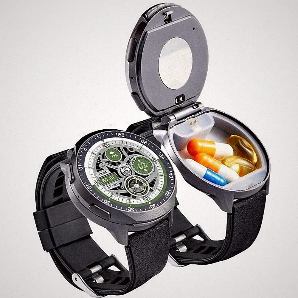 Smartwatch mit Pillenfach, Fitness Smartwatch mit Bluetooth-Anruf für Herren