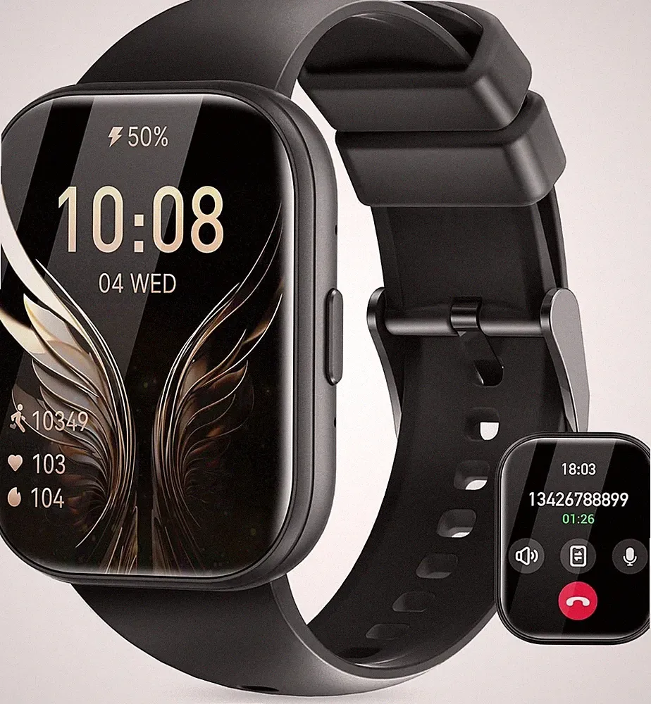 Smartwatch mit Telefonfunktion 1.75" Fitnessuhr für Samsung & iPhone - Schwarz