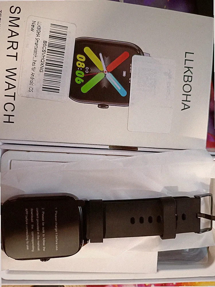 Smartwatch mit Telefonfunktion - 1,85" LCD Touchscreen, IOS und Android Schwarz