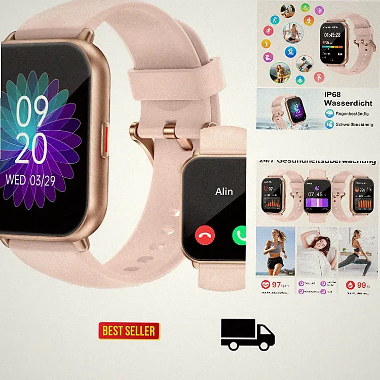 Smartwatch mit Telefonfunktion 1.85 Zoll HD Display Damen Herren