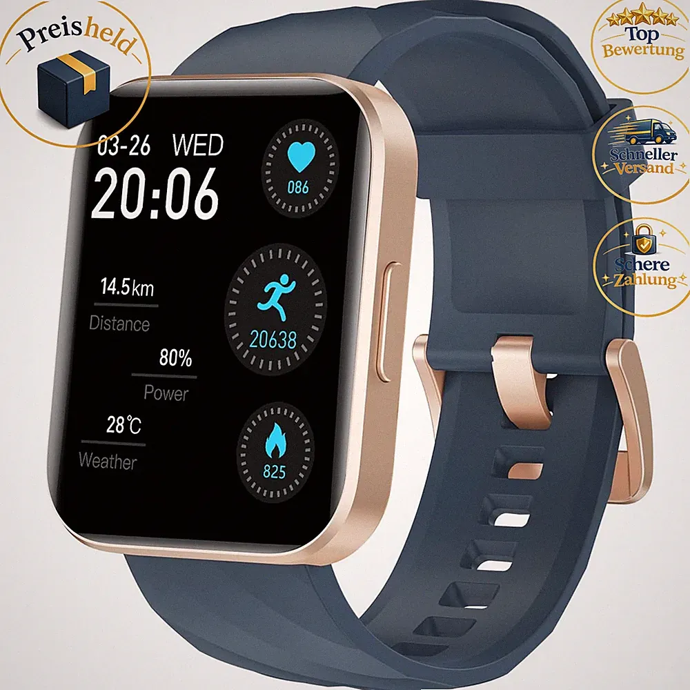 Smartwatch mit Telefonfunktion 100+ Sportmodi für Damen Herren Fitness