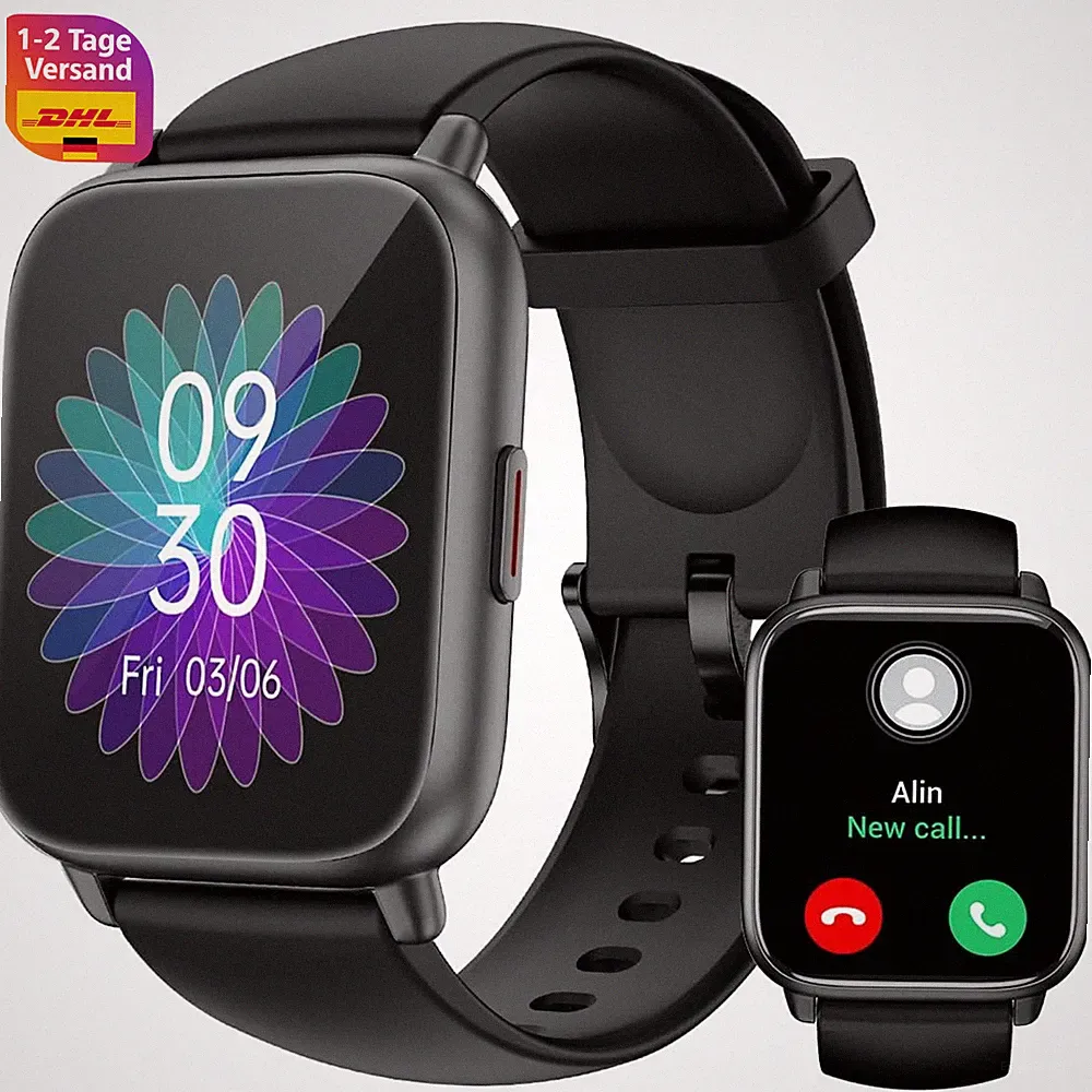 Smartwatch mit Telefonfunktion für Damen und Herren, 1.85'' HD Screen