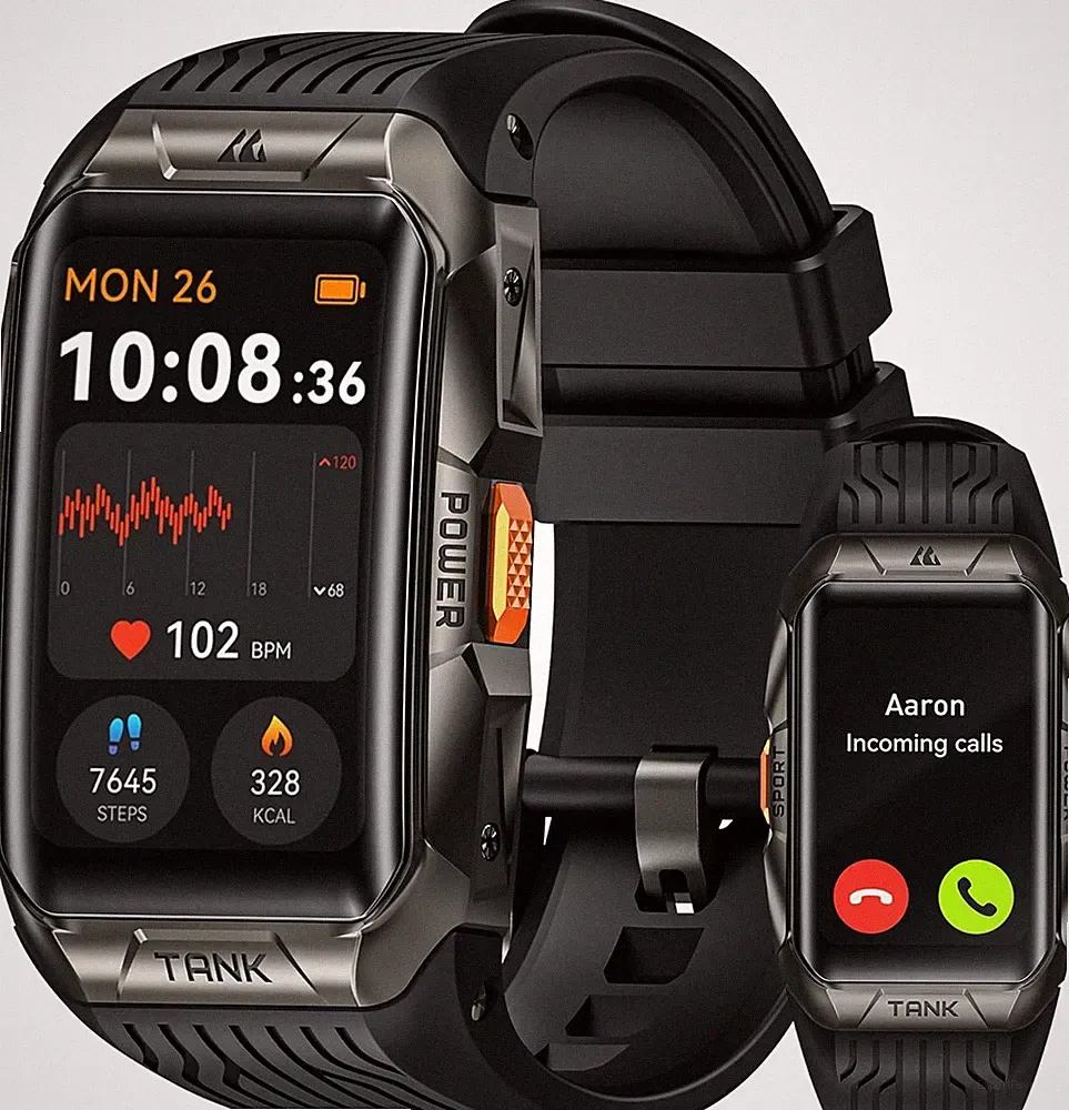 Smartwatch mit Telefonfunktion Militär IP69K Wasserdicht AMOLED 60+ Tage Akku