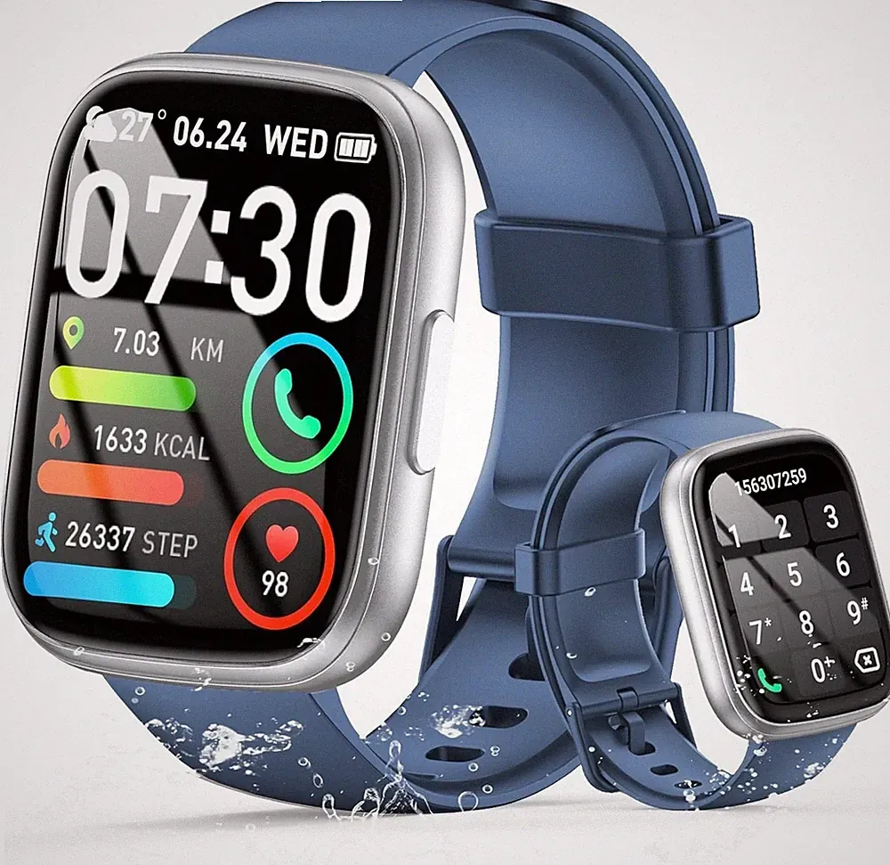 Smartwatch mit Telefonfunktion,Smartwatch für Damen Herren HD-Touch Screen Fitne