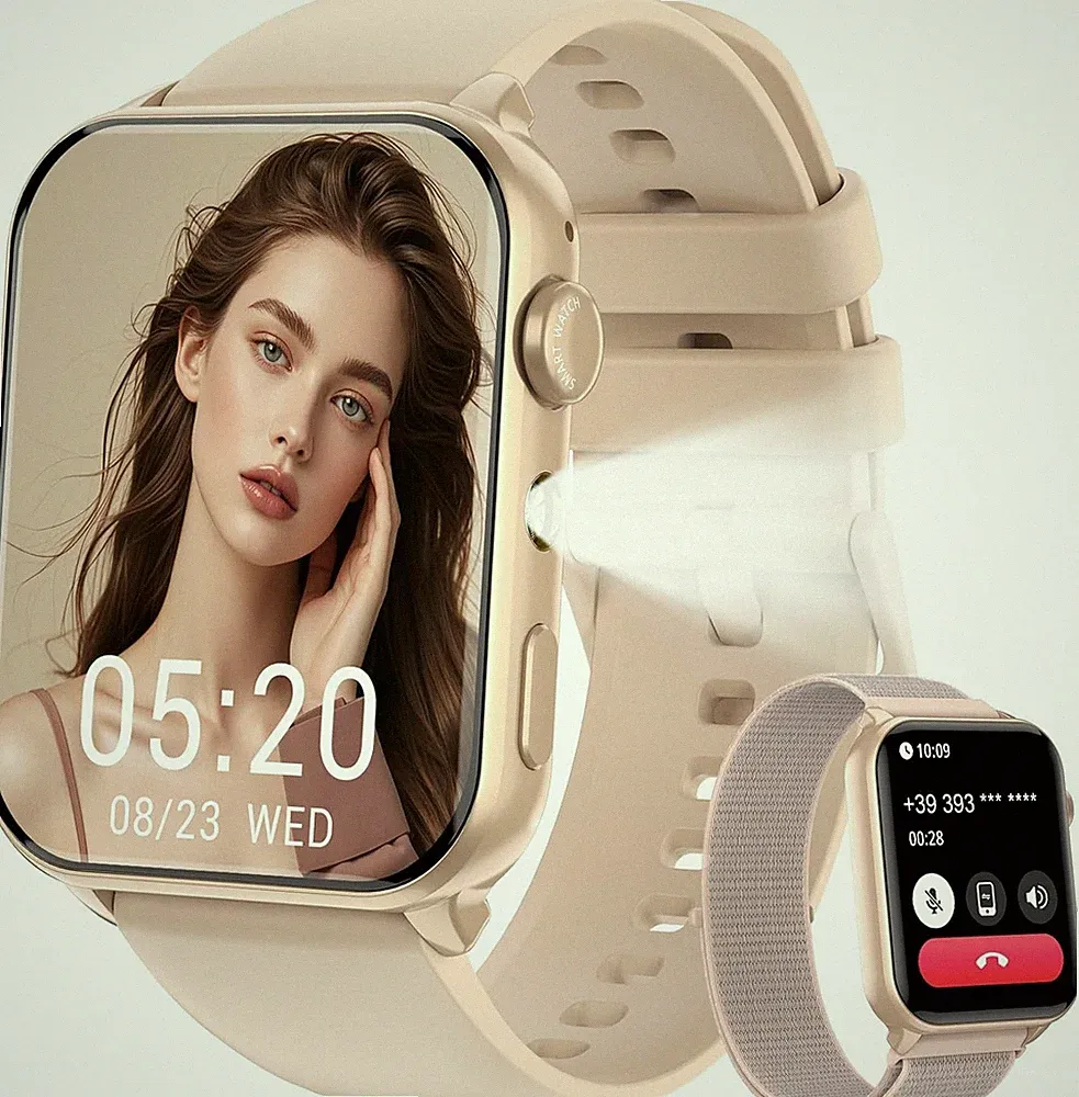 Smartwatch mit Telefonfunktion Sprachassiste Blutdruckmessung Spo Fitnessuhr
