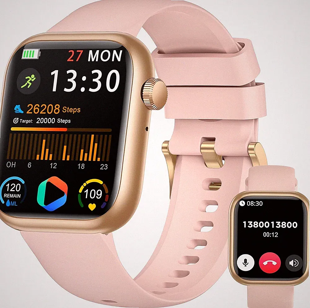 Smartwatch mit Telefonie, Benachrichtigungen, 120+ Sportmodi, IP68