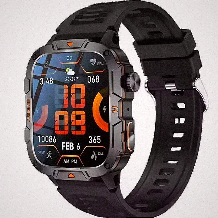 Smartwatch QX12 1,96" HD, Bluetooth Anruf, IP68, LED Taschenlampe, Outdoor Uhr