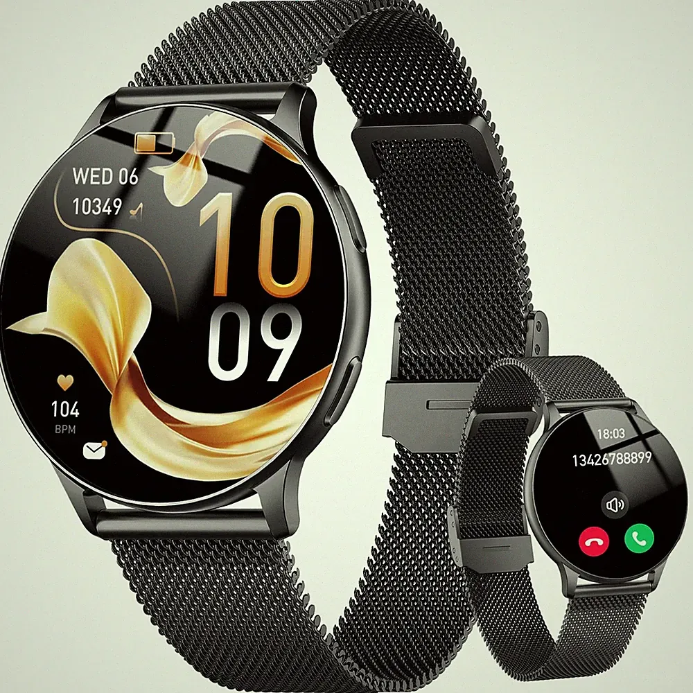 Smartwatch Rund Herren, 120+Sportmodi Sportuhr Damen IP68 Wasserdicht Paare