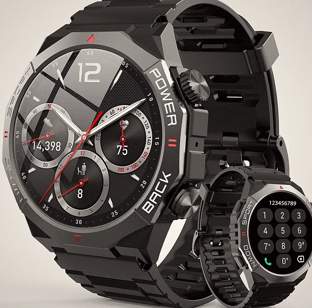 Smartwatch Rund Schwarz mit Telefonfunktion für Damen Herren