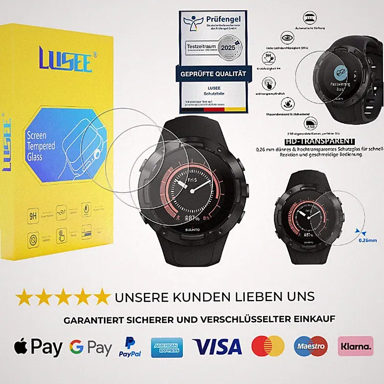 Smartwatch Schutzfolie 34mm Glas 9H HD Anti Kratzer