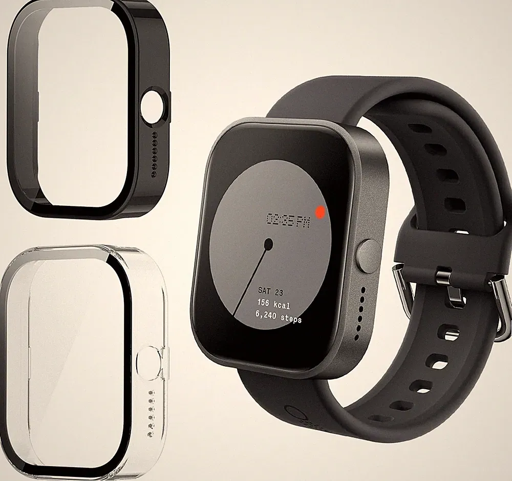 Smartwatch Schutzhülle 2 Stück PC Gehäuse Hartglas Displayschutz Schwarz&Tran...