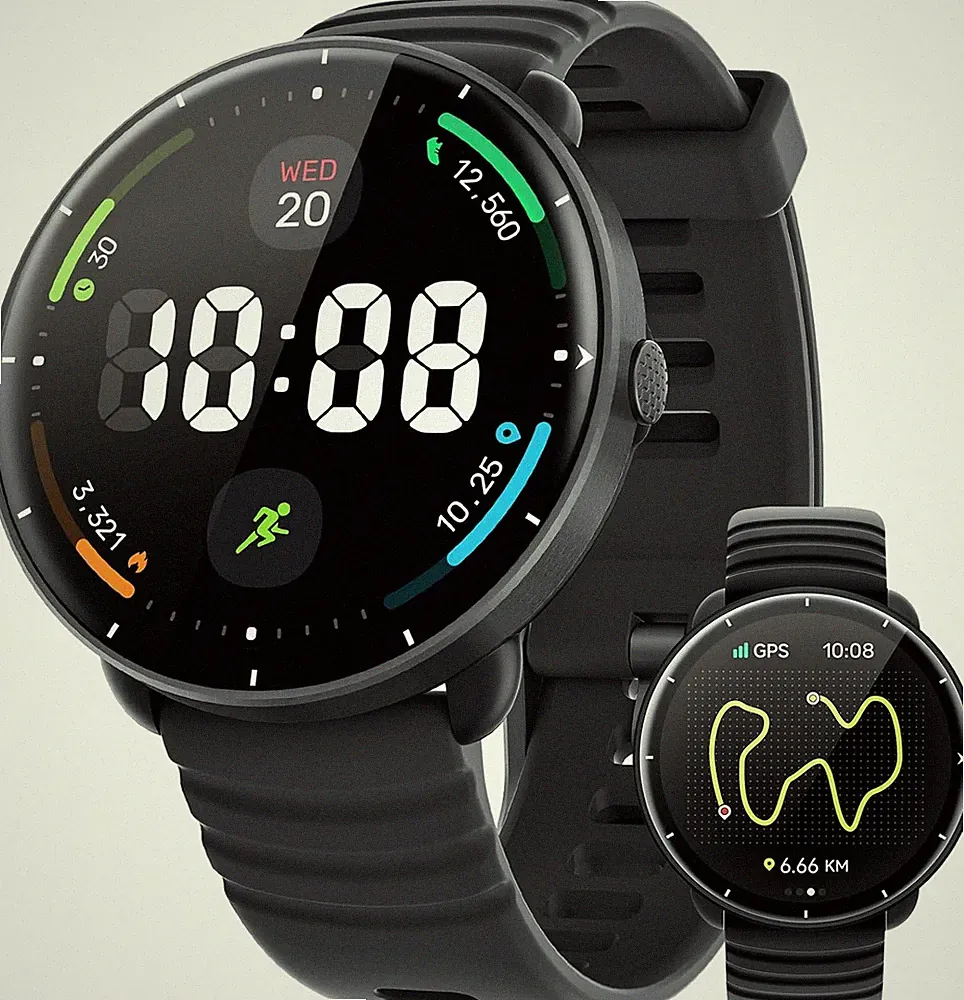 Smartwatch Schwimmen 5 ATM wasserdicht 42 mm AMOLED Fitnessuhr Herren Damen Lauf