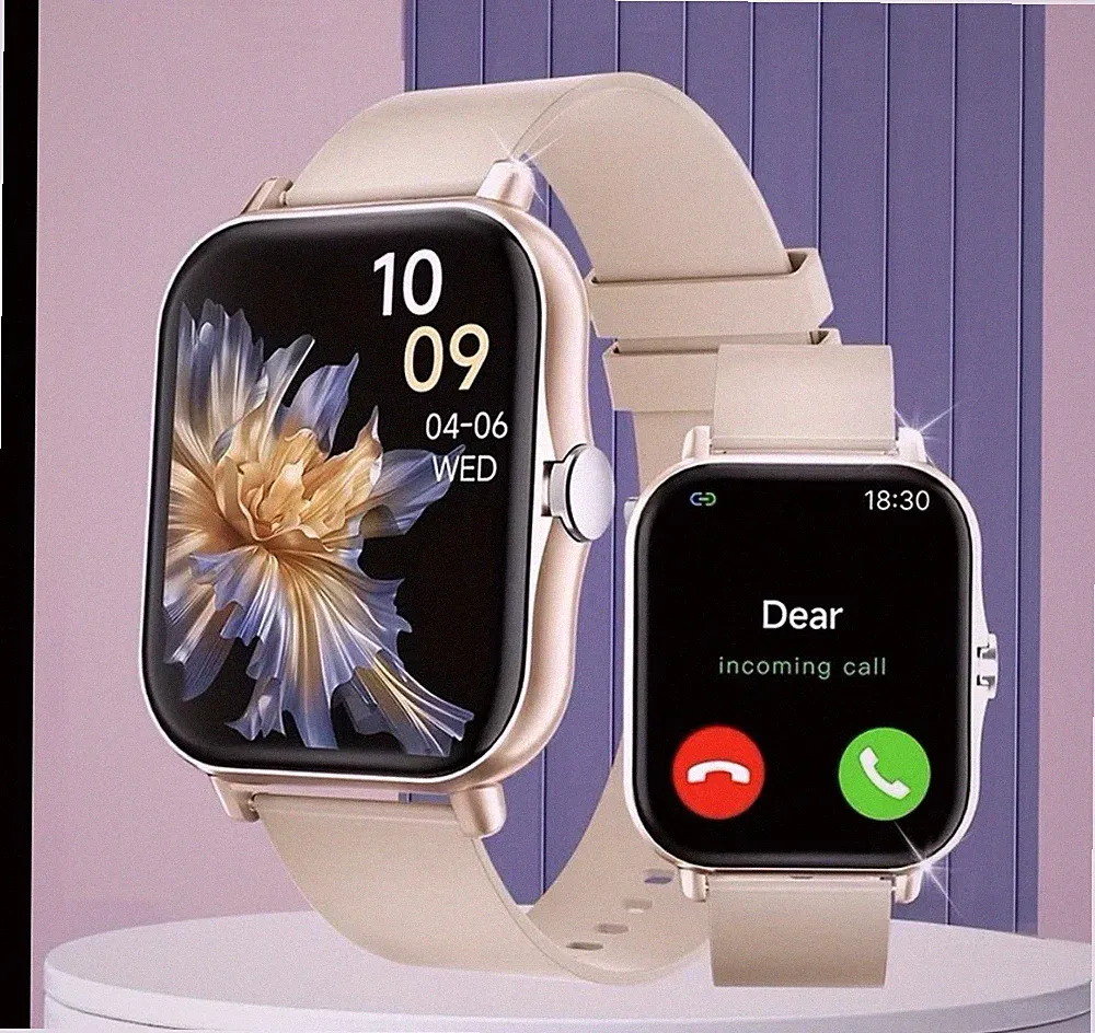 Smartwatch SH1 1,83 Zoll Touchscreen Silikonarmband Beige, Alu, Android/iOS