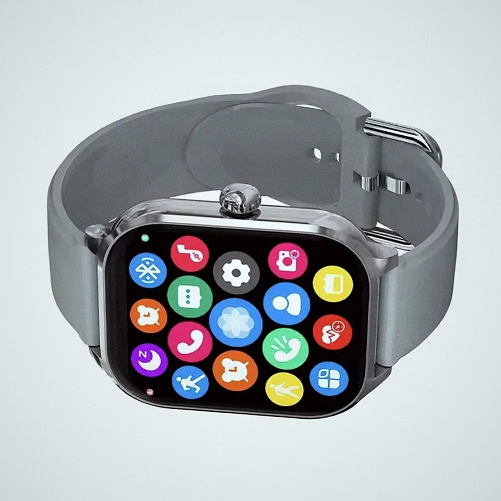 Smartwatch smart2 49 mm Android iOS Bluetooth Touchscreen Silikonarmband Grau