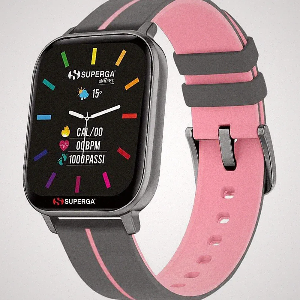 Smartwatch SUPERGA SW-STC008 Silikon Grau Rosa TOUCHSCREEN NEW 2021