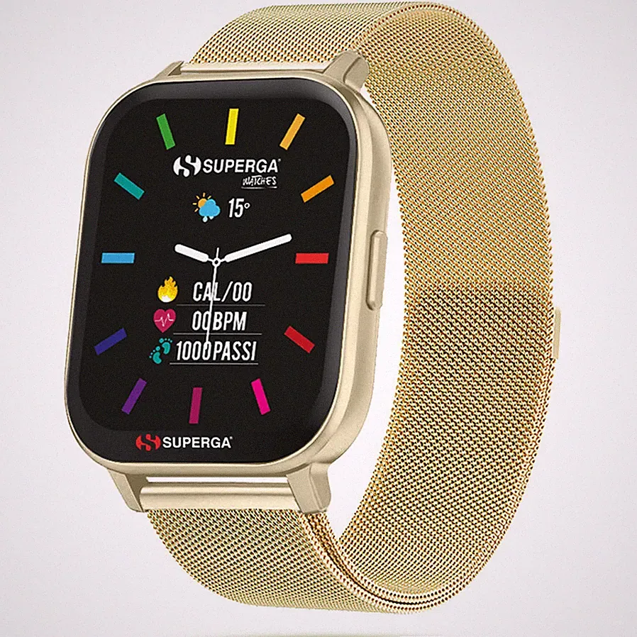 Smartwatch SUPERGA SW-STC012 Edelstahl Mesh Golden TOUCHSCREEN NEW