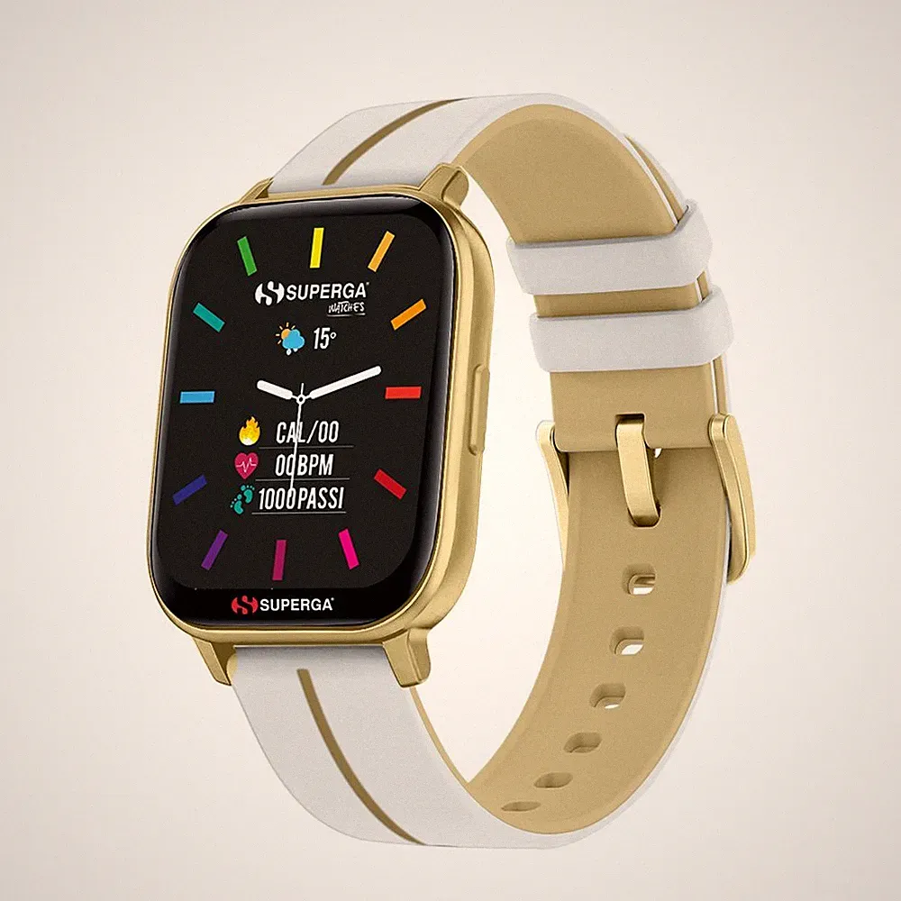 Smartwatch SUPERGA SW-STC014 Silikon Weisse Golden TOUCHSCREEN NEW