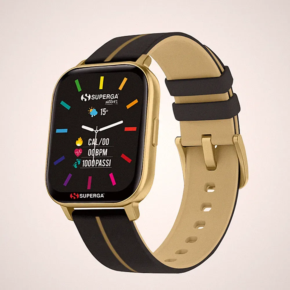 Smartwatch SUPERGA SW-STC015 Silikon Schwarz Golden TOUCHSCREEN NEW