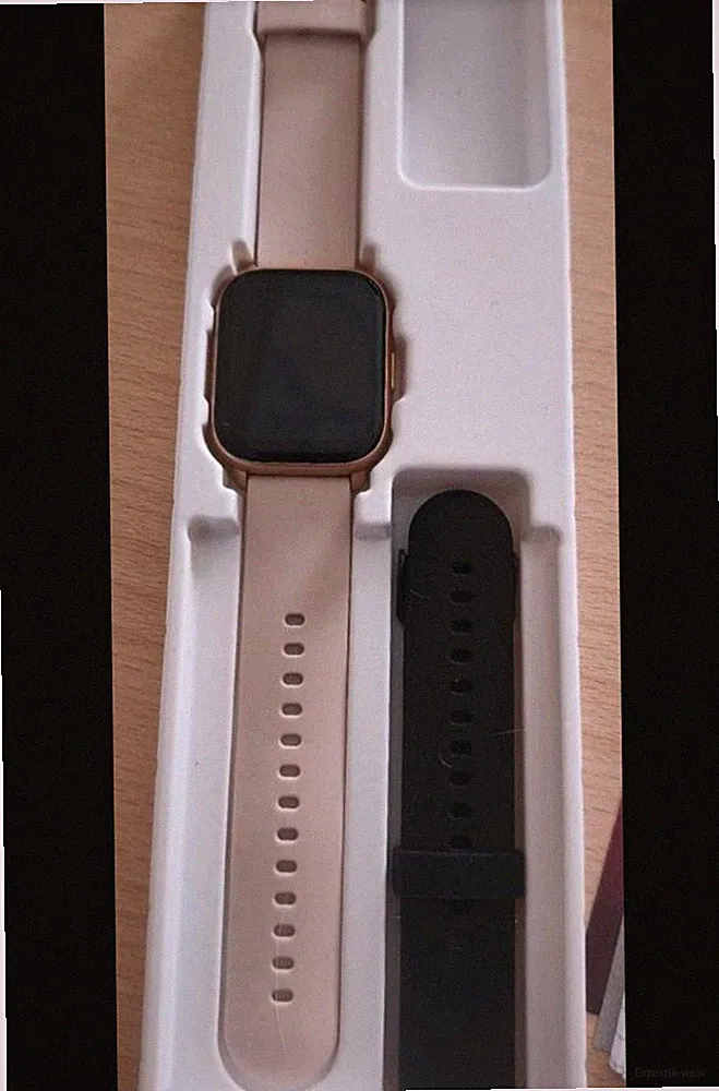 Smartwatch Touchscreen Herzfrequenz-Monitor 49 mm rosa, Silikonarmband beige