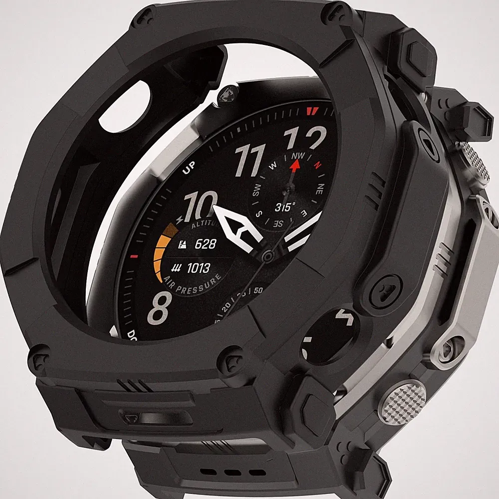Smartwatch TPU Hülle für Amazfit T-Rex Ultra 2 Schutz Gehäuse Stoßfest Schwarz