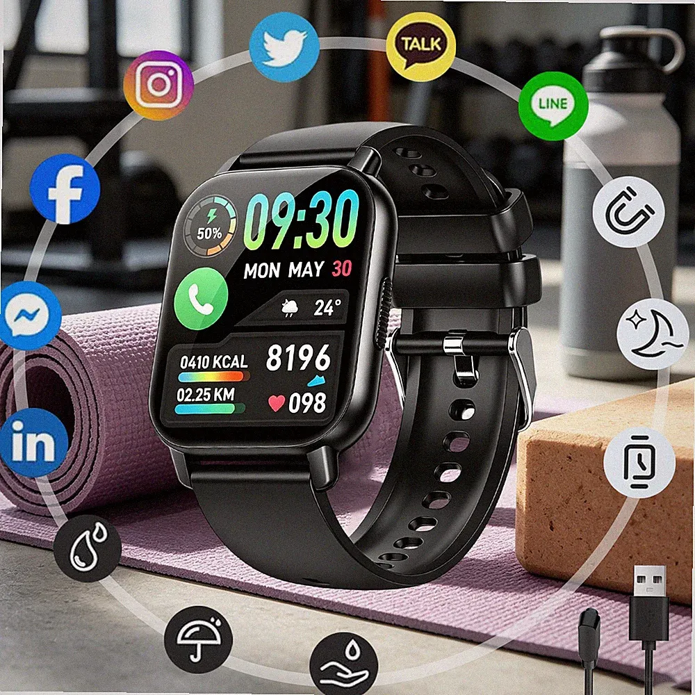 Smartwatch Uhr Sportuhr Gesundheitsuhr Wasserdicht HD Touchscreen Für Sport
